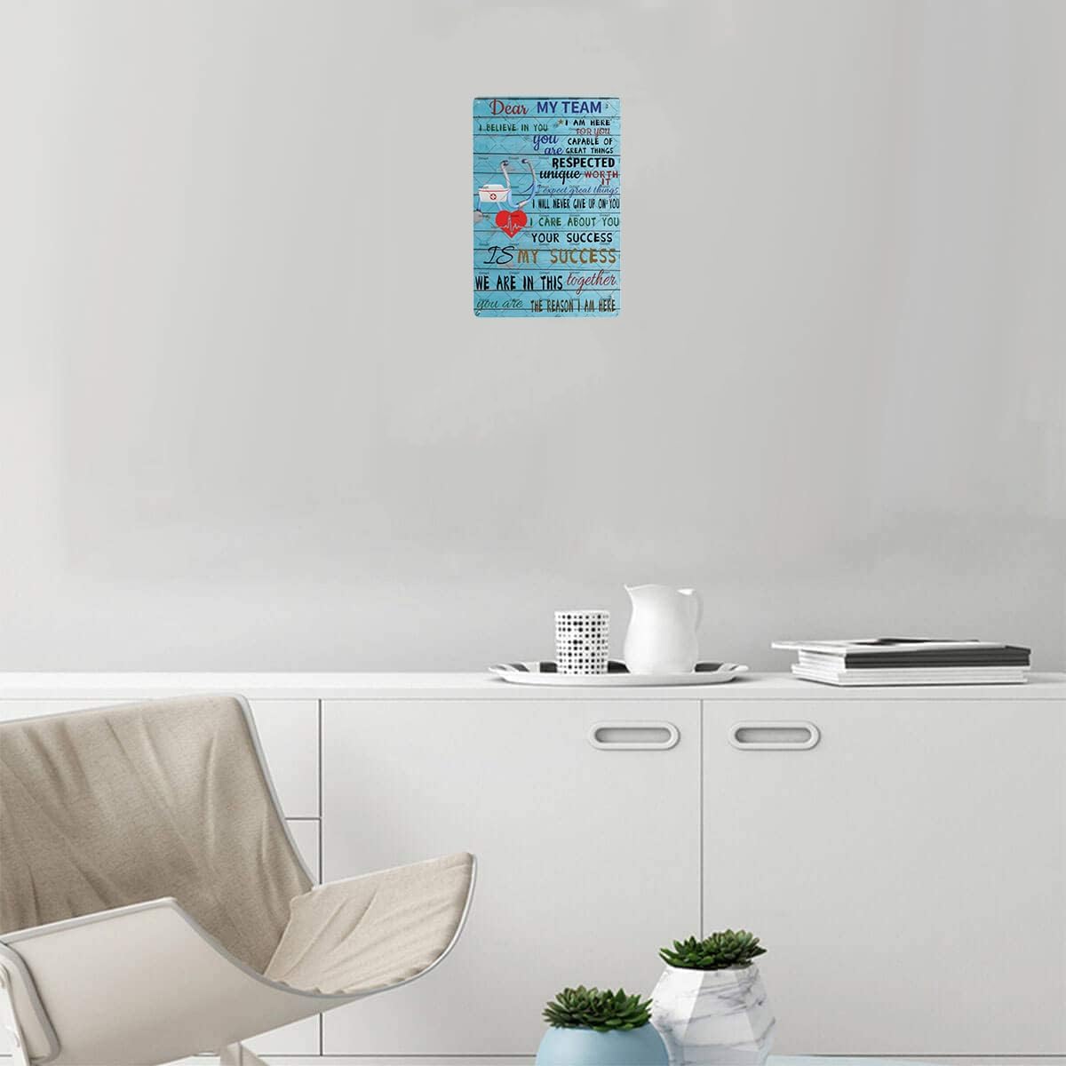 Dear My Team Nurse Tin Sign Nurse Cap Stethoscope Wall Decor For Medical Staff Team Poster Inspirational Quotes Medical Staff Gift Positive Nurse I Believe In You Office Signs 8x12 Inch