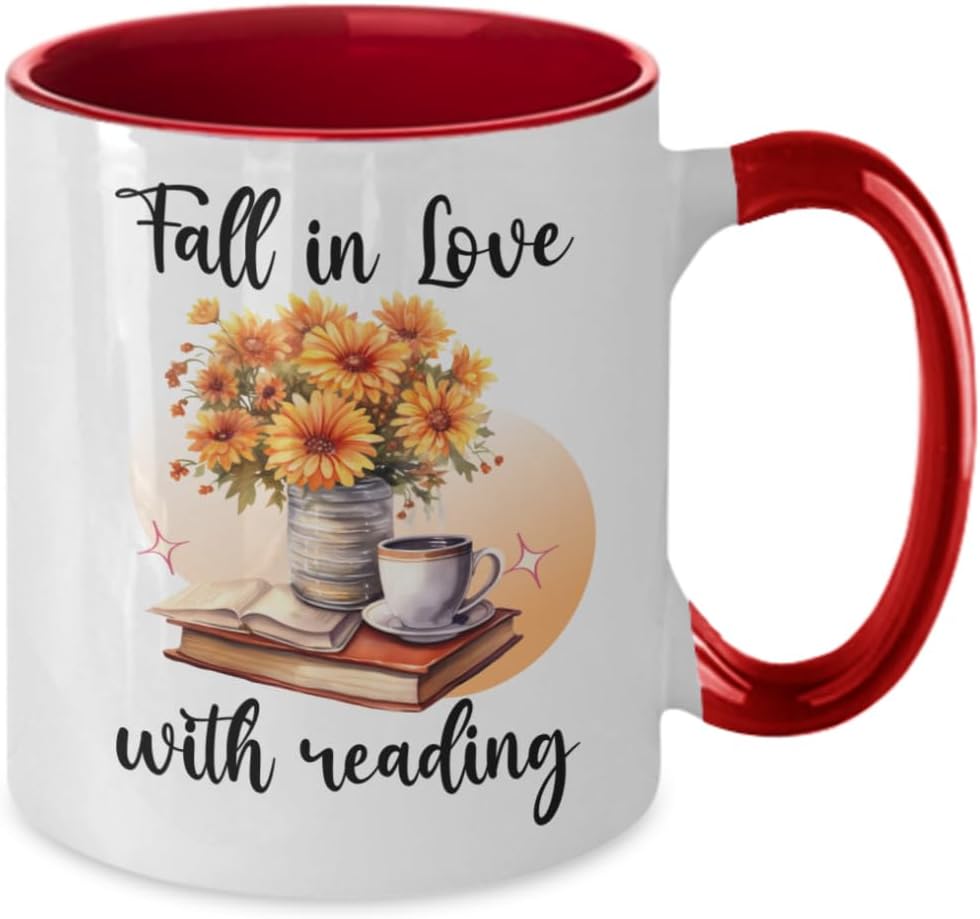 Fall Reading Coffee Mug Fall English Reading Teacher Autumn Librarian Cup Floral Vintage Book Lover Booklover Literacy Present