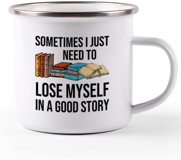 Reading Camper Mug 12oz - Need to Lose Myself - Reader Gift Book Addict Book Lover Bookish Appreciation For Friend Novelist Writer Librarian Bookworm