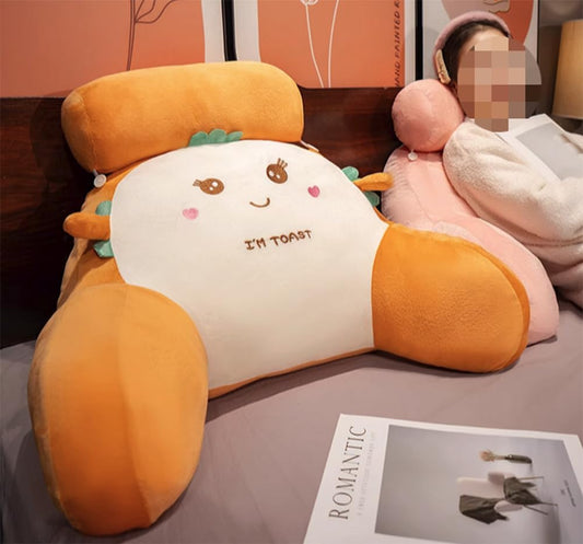 Soft Bed Rest Reading Pillow Cartoon Sofa Lumbar Support Pillow Chair Waist Back Cushion Ergonomic Backrest Pillows (Cute Yellow, 75×50cm/29.53"×19.7")