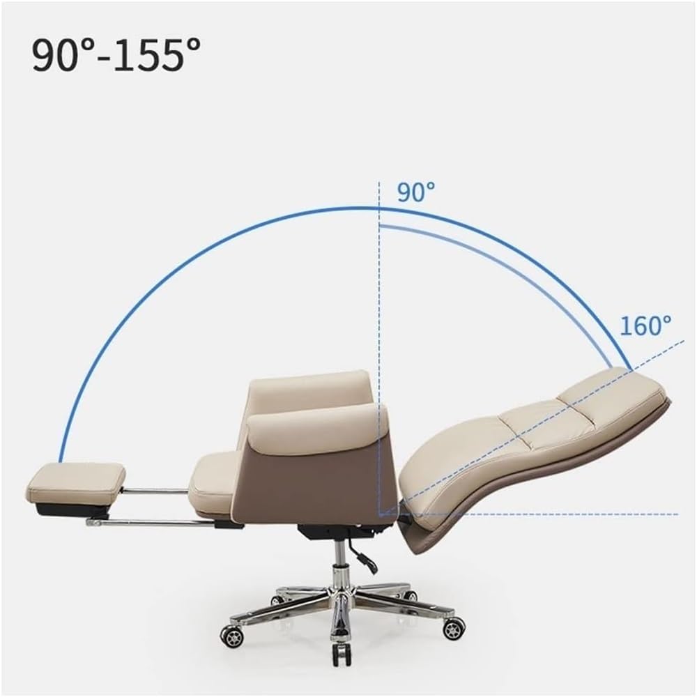 Reclining Executive Leather Computer Gaming Chairs Adjustable Lifting Swivel Desk Office Chair for Workstation Meeting Room Lunch Break Reading