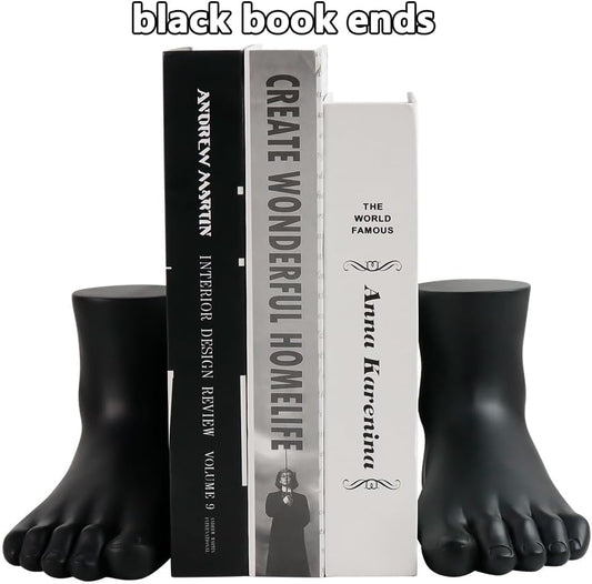 jinhuoba Decorative Bookends Foot Book Ends, Unique Heavy Book Holder Ends for Shelves, Novelty Modern Book Ends for Shelves Office Home Desk Bookshelf, 6.7"(L) x 7.5"(W) x 4.7"(H), Resin