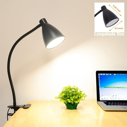 GlowVibe Desk Lamp 3 Color Modes 10 Brightness Dimmer Reading Light 10W 40 LED Clamp Lamp 360° Flexible Neck Clip on Light for Bedroom and Office Home Lighting, AC Adapter Include