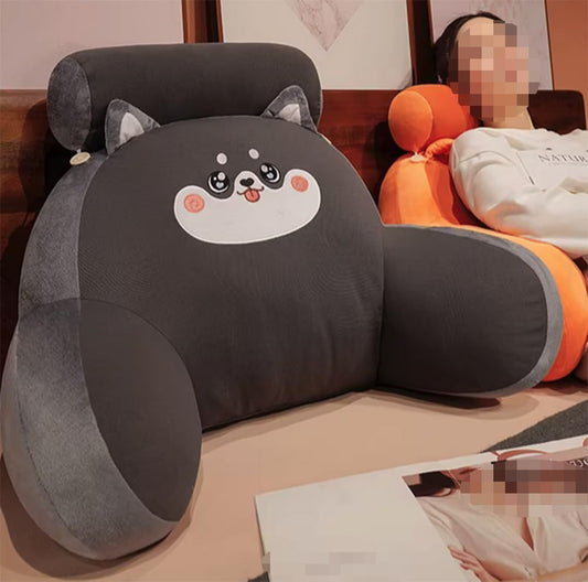 Ice Silk Office Chair Back Pillow Soft Home Bed Rest Reading Pillow Sofa Rest Lumbar Back Cushion with Small Bolster (Orange, 55×40×20cm/21.65"×15.7"×7.87")