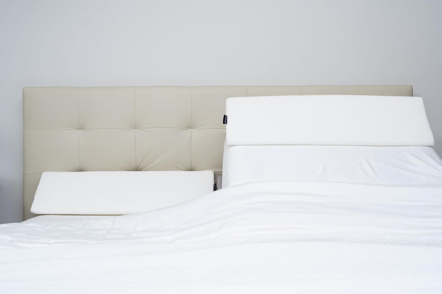 Bed Wedge Pillow Set for Headboard Gap Up to 7", Triangle Gap Filler for Bed, Mattress Wedge Gap Filler, Headboard Space Filler, Corner Pillow, White Half King 38" (2-pk)