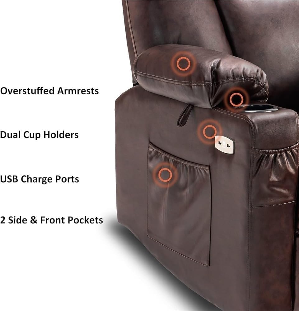 Electric Recliner Chair for Adults Lift Recliner Chairs with Massage and Heat Adjustable Sofa with Extended Footrest for Living Room Home Theater