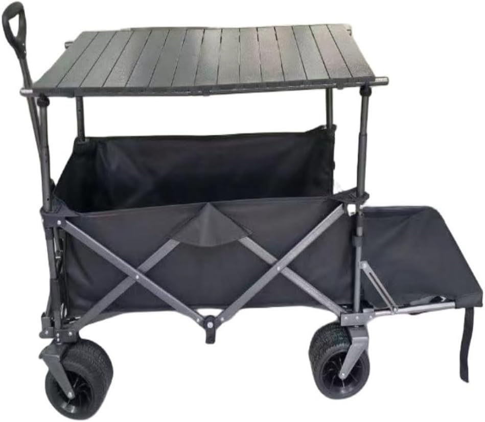 Portable Camping Cart,Outdoor Beach Camping Trolley Cart with Foldable Storage Rear Door Access and Camper Gathering Space Portable Camp Trailer for Camping Trips and Outdoor Adv