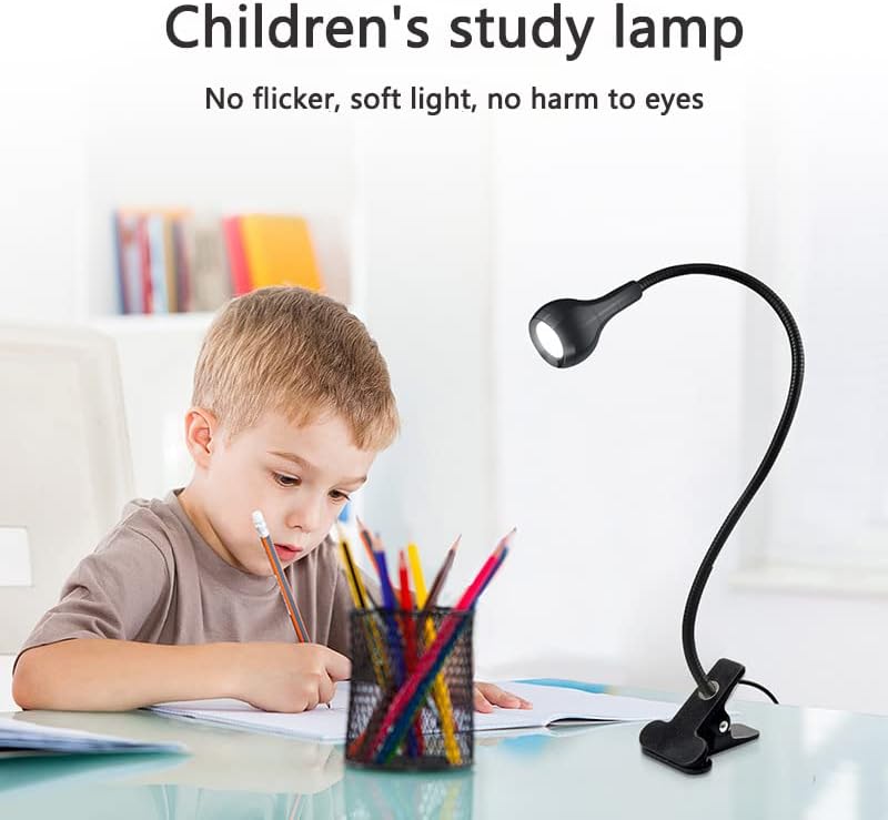LED Desk Lamp Clip On Light,360Flexible Gooseneck and Clamp Reading Task Light ,Night Light Clip On for Desk, Bed, Headboard and Computers Silver