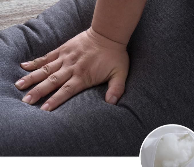 Linen Sofa Waist Pillow Washable Couch Resting Backrest Pillow Bed Back Support Lumbar Cushions Soft Reading Pillows (Black Gray, 70×35×17cm/27.56"×13.8"×6.69")