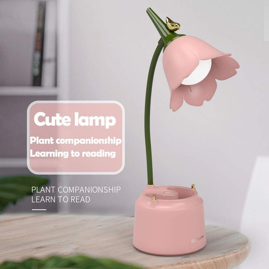 Pink Desk Lamp, Rechargeable LED with USB Charging, 3 Color Modes & Stepless Dimming, Cute for College Dorm Bedroom Reading