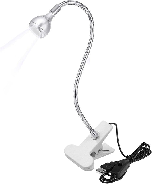 LED Desk Lamp Clip On Light,360Flexible Gooseneck and Clamp Reading Task Light ,Night Light Clip On for Desk, Bed, Headboard and Computers Silver