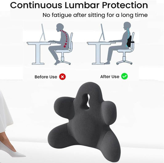 Lumbar Support Pillow for Office Chair, Back Pillow Lumbar Support for Car, Chair, Sofa - Improve Lower Back Pain Relief & Sitting Posture, Memory Foam Back Cushion for Long Sitting (Pink)
