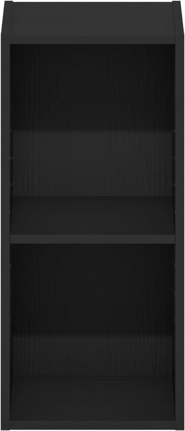Furinno Fulda Book Shelf, 2-Tier Narrow Bookshelf, Bookcase with 10-in Width Storage Shelf, 9.3 x 9.8 x 21.2, for Living Room, Bedroom, Home Office, Darkwood