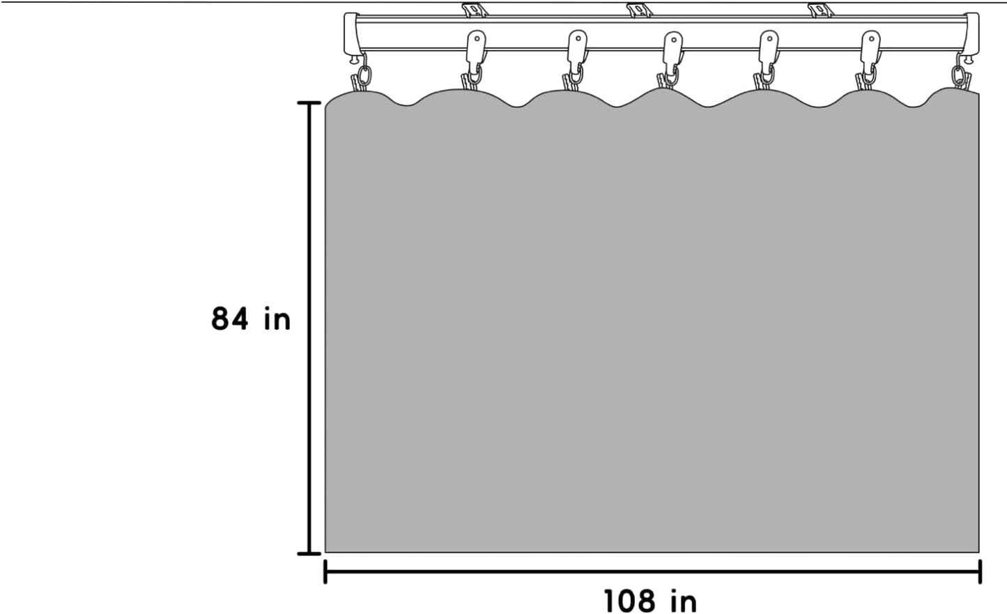 Room Divider Blackout Curtains Flexible Sliding Tracks Sets Ceiling Mounted Rod Window Curtain Privacy Separation for Bedroom Living Rooms,1 Panel Black Drape and Black Track Set-W108xH84 in