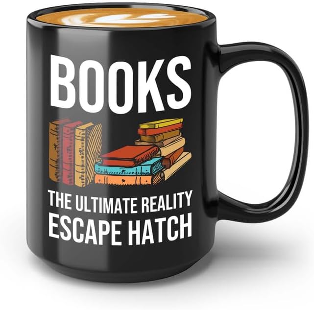 Reading Coffee Mug 15oz Black - Books: The Ultimate Reality - Reader Gift Book Addict Book Lover Bookish Appreciation For Friend Novelist Writer Librarian Bookworm