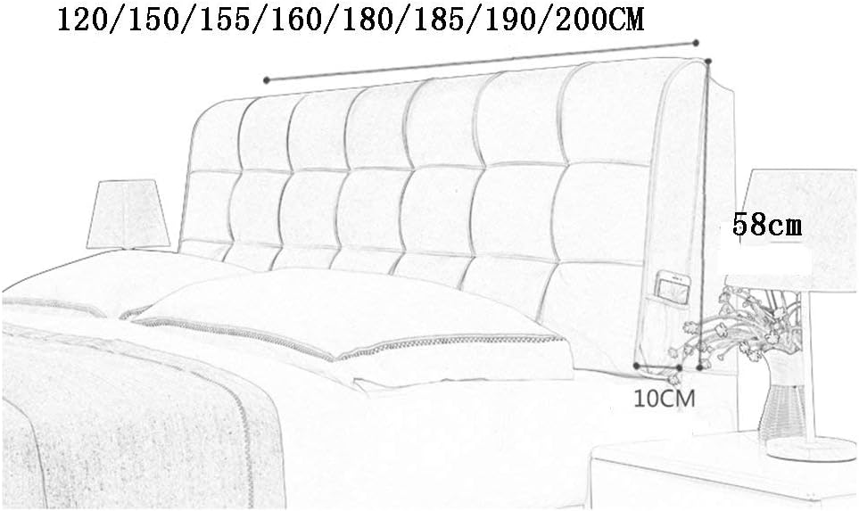 NMDCDH Headboard Bedside Cushion Pads Large Back Multifunction Pillow No Deformation Washable, 4 Colors, 8 Sizes Optional (Color : 2#-No headboard, Size : 150cm)
