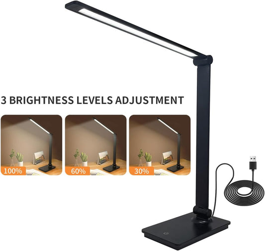 LUJOLUMIN LED Desk Lamp for Home Office, Bright Desk Light for Study, Dimmable Reading Lamp,700 Lumen, 3 Brightness Levels, Touch Control, LED Foldable Led Lamp for Kids