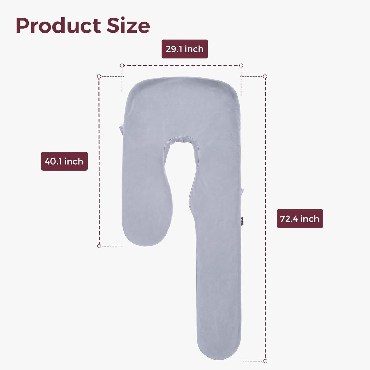 Momcozy Pregnancy Pillow Cover for Dreamlign U Pro Maternity Pillow for Sleeping, Adjustable Leg Pillow, Support for Back, Hip, Belly for Pregnant Women, 50-72 Inch Body Pillow, Only Velvet Pillowcase