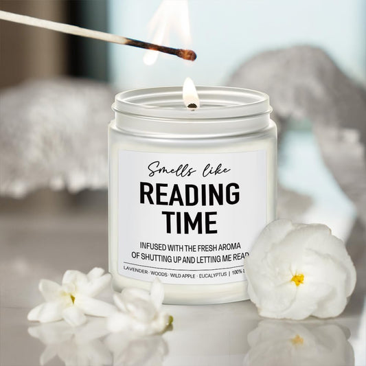Reading Candle, Book Lovers, Readers, Bookish Gifts, Funny Halloween, Christmas, Birthday Gifts for Book Lovers Women, Bookworm, Librarian, Lavender Wood Wild Apple Eucalyptus Scent Candle 9OZ