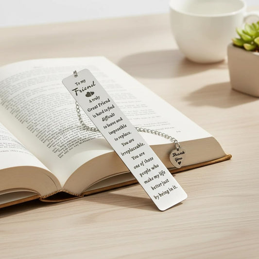 Bookmarks for Women – Best Friend Birthday Gifts for Women, Friendship Gifts, Inspirational Metal Bookmark with Chain & Heart Charm – Thoughtful Friendship Gift for Birthday, Thank You