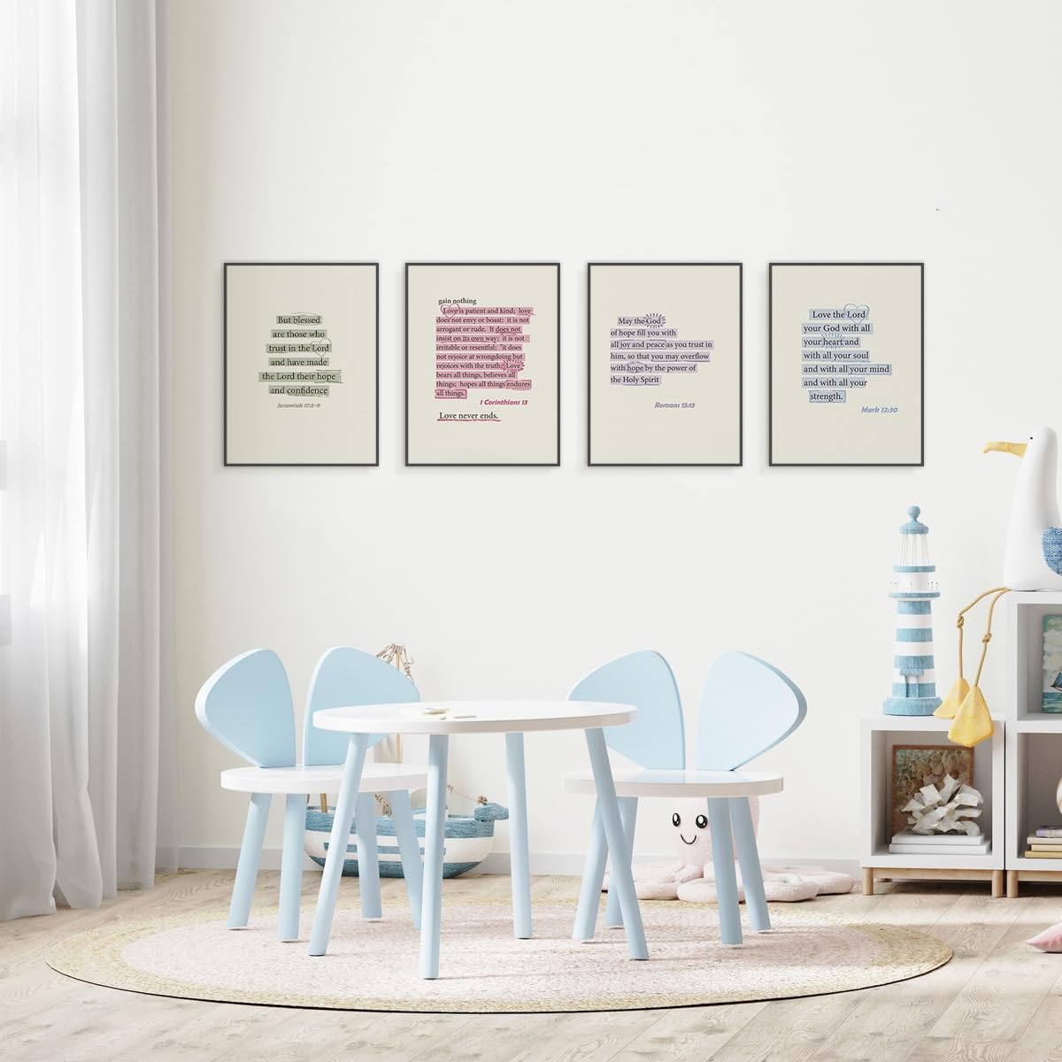ETVISO Preppy Christian Wall Art Set of 4, Dorm Decor for College Girls, Inspirational Bible Verses Wall Art Prints for Women Girl Bedroom Decorations,Teen Girl Room Decor 12x16 (Unframed)