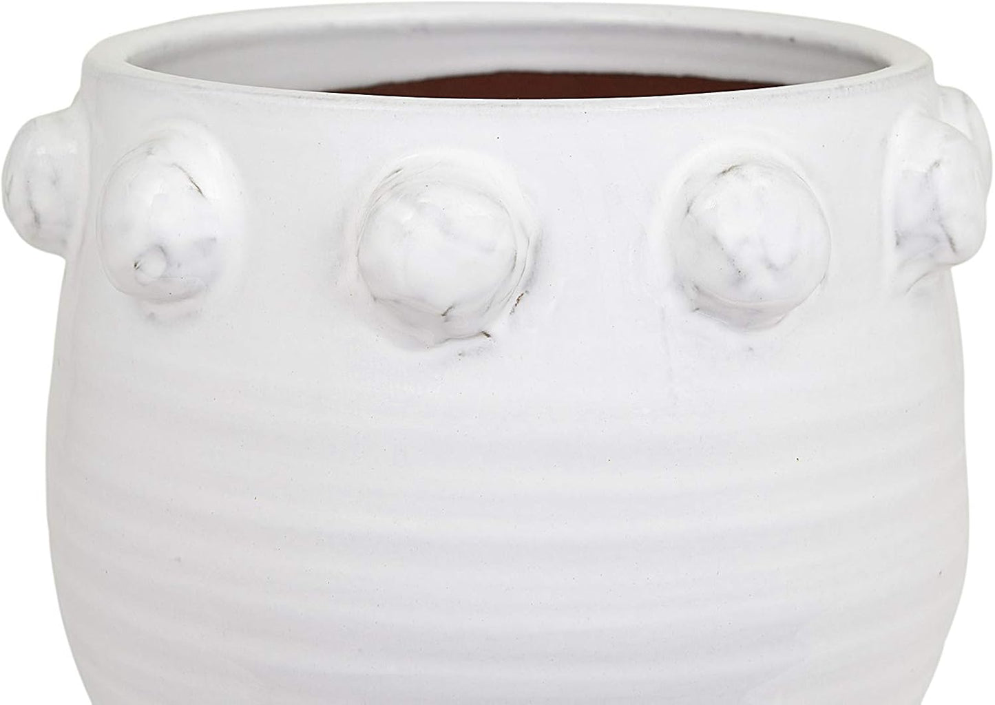 Creative Co-Op White Terracotta Planter with Bubble Design at Top