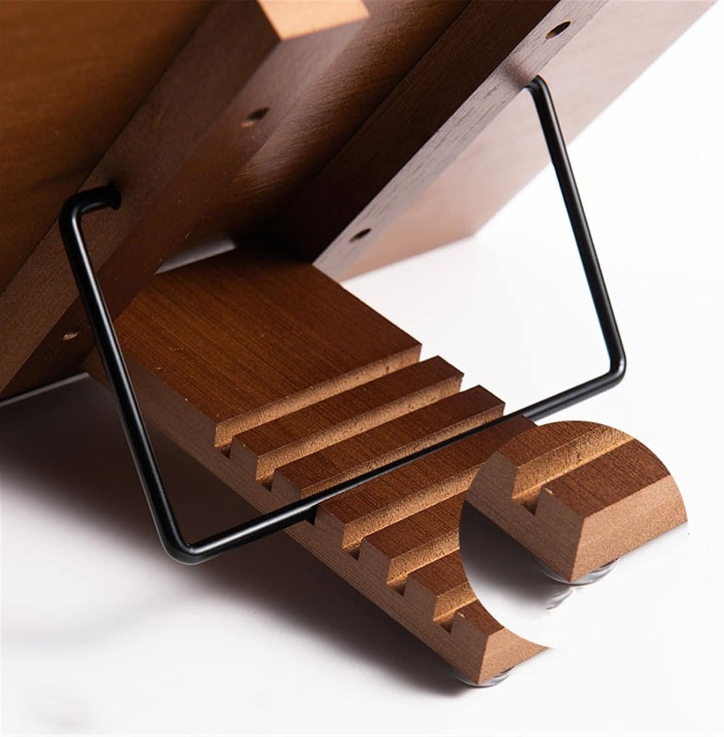 Book Stand Book Holder Tray Wooden Non-Slip Reading Rack Desktop Simple Storage Bookstand Bookholder with Book Clip Cookbook Stand for Kitchen (Size : L)