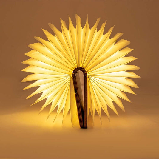XIUDI 8 Colors Mini Folding Book Lamp,Portable Wooden Book Lights,Desk Light,Novelty LED Paper Lantern with USB Rechargeable Night Light,Unique Gifts for Book Lovers,Mini Wood (Size3.9×3.1×1in)
