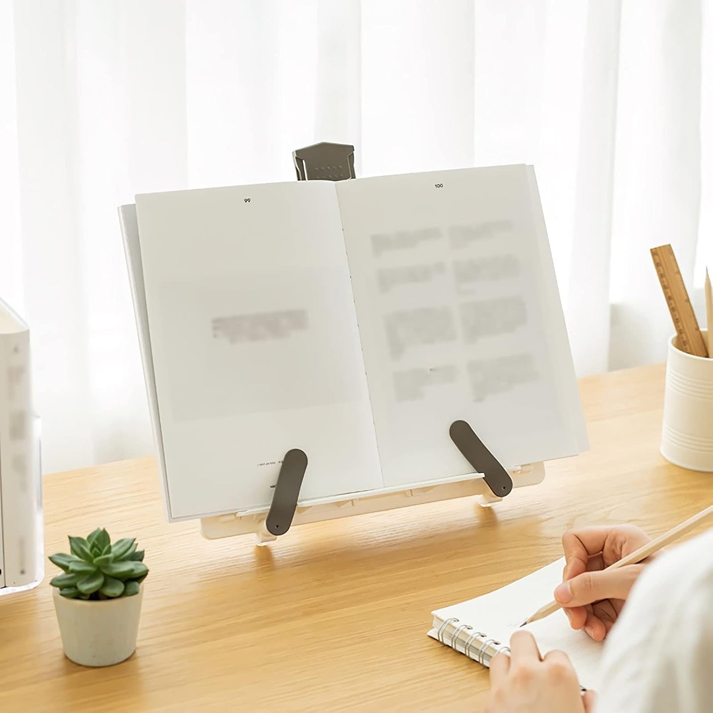 Book Stands and Holders for Reading Book Stand Adjustable Reading Holder Portable Cookbook Tablet Textbook Document Bookstand for Kitchen Library Office 11 x 9 inch for Kitchen and Office (White )