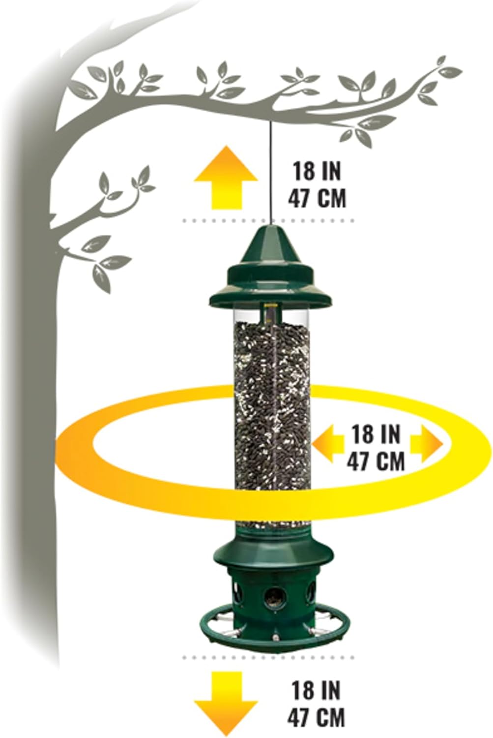 Brome,Squirrel Buster Plus 6"x6"x28" (w/hanger) Wild Bird Feeder with Cardinal Ring and 6 Feeding Ports, 5.1lb Seed Capacity, 2 Pack