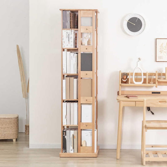 360° Spinning Bookshelf Tower Rotating Bookcase,Rotating Bookshelf 3/4/6 Tier Spinning Bookshelf,floor-standing Multi-layer Storage Rack 6 Invisible Rollers At The Bottom For Living Room Study Room(Wa