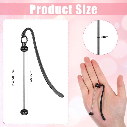 24Pcs Beadable Bookmarks, DIY Metal Bookmark Making Kit, Bar Blank Bookmarks to Decorate, Beadable Items, Modern Craft Jewelry Pendant Charm Gifts for Book Lovers Teacher Student Office Supplies