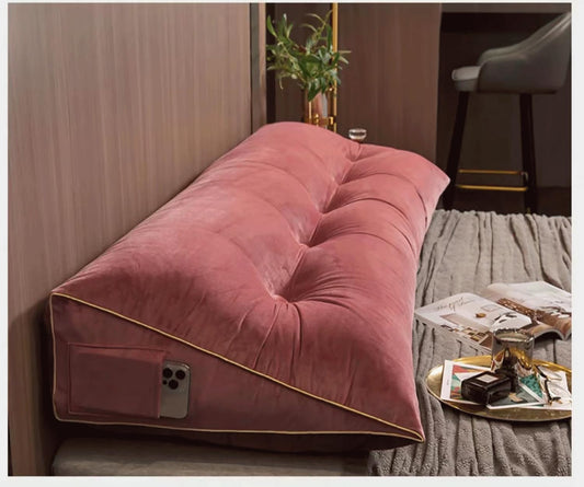Triangular Headboard Pillow Wedge Reading Bed Rest Pillow Solid Color Backrest for Daybed Bunk Bed Positioning Support Cushion with Removable Cover(Size:150x50x20cm,Color:Bean)