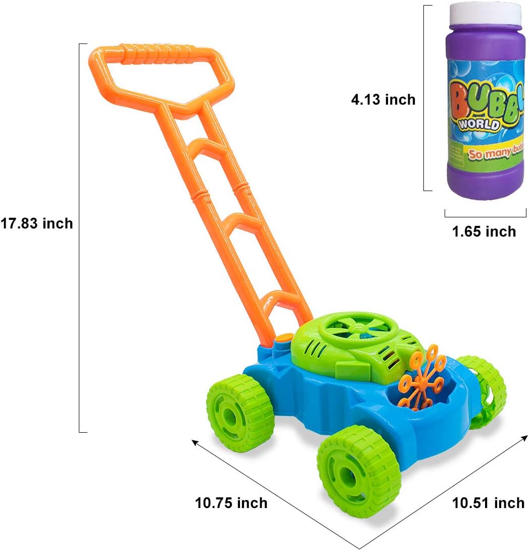 Lydaz Bubble Lawn Mower for Toddlers 1-3, Kids Bubble Machine for 1-Year-Old Boys Toy Gifts, Gardening Easter Basket Stuffers Birthday Toys, Push Summer Outdoor Toys for Preschool Baby Boys Age 1 2 3