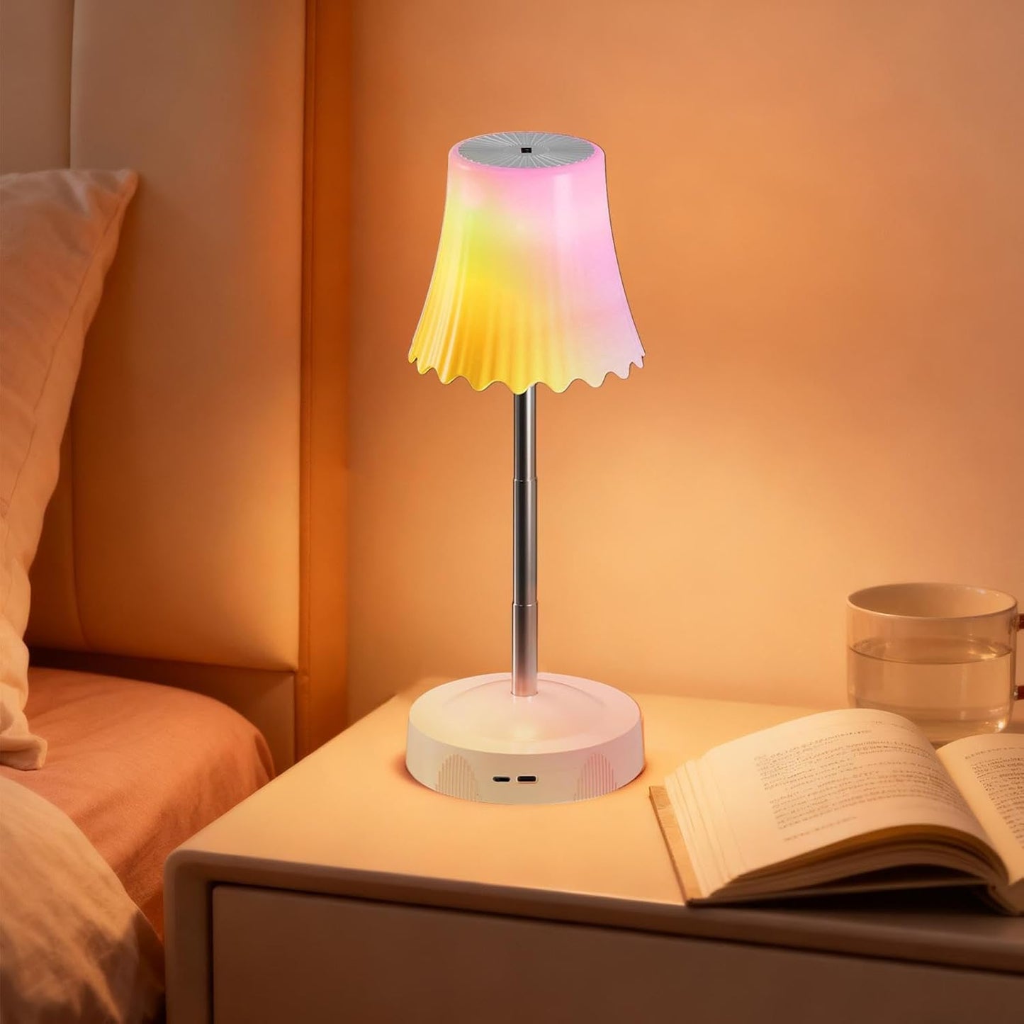 Cordless Desk Lamp - Rechargeable Adjustable Height Ambient Table Light, Battery-Powered Smart for Reading and Decoration, Table Lamp for Bedroom Living Room Kitchen Nightstand Restaurant