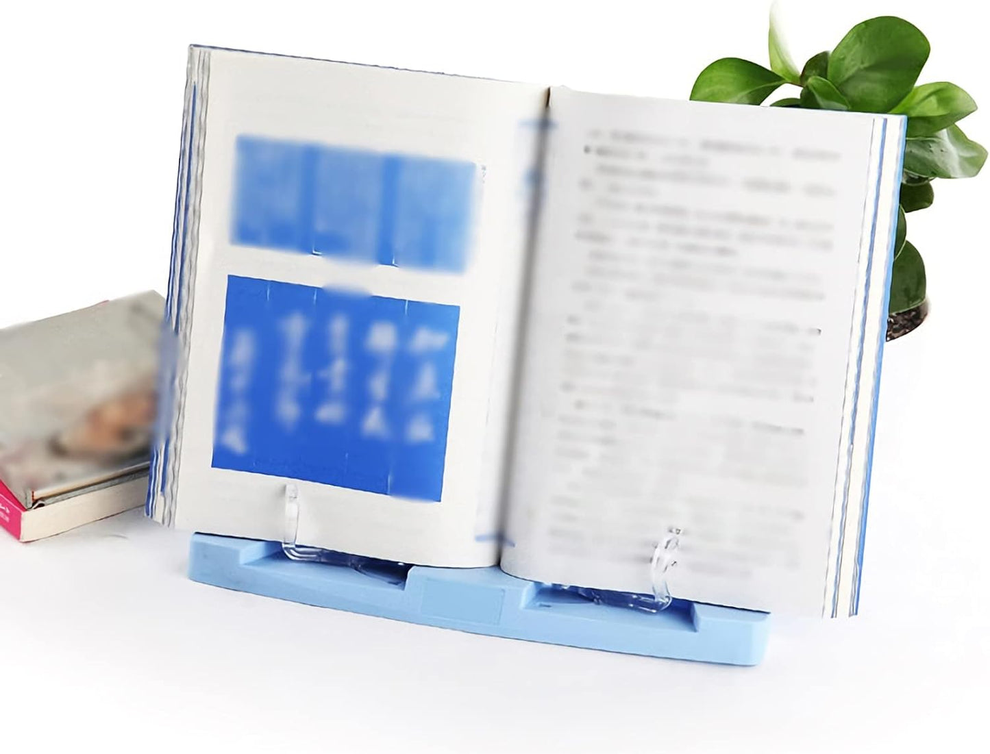 Book Stands and Holders for Reading Mini Desktop Book Stand, Portable Foldable Lightweight Book Rest for Textbook Sheet Music Cookbook Tablet Smartphone, 8 x 9 inch for Kitchen and Office (Pink )