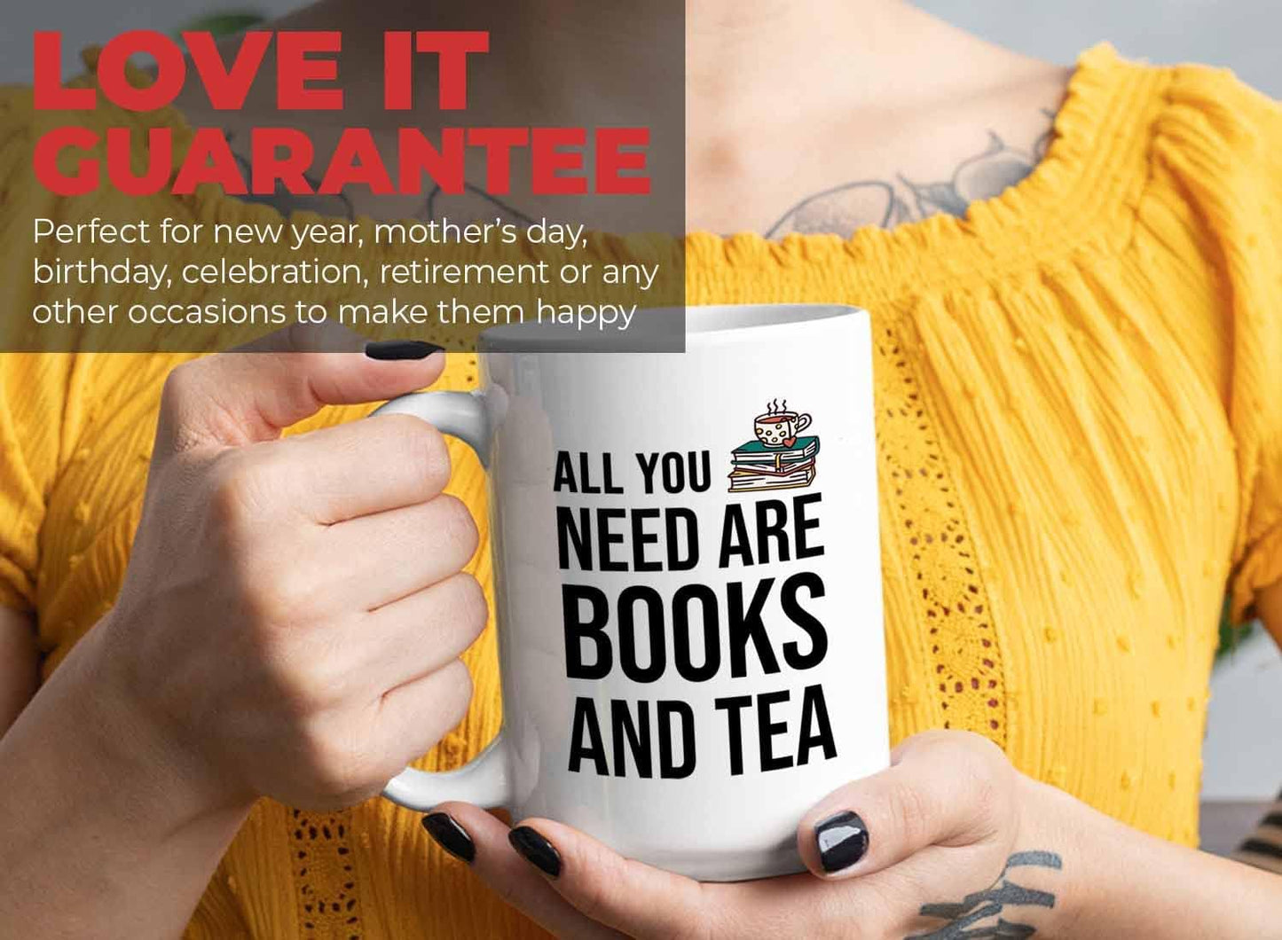 Bubble Hugs Writer Coffee Mug 15oz White - All you need are books and tea - Reading Book Lover for Bookworm Bibliophile Librarians Author Readers Bookish
