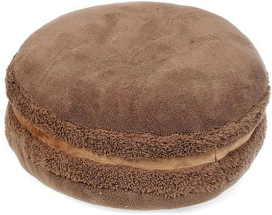 ChezMax Macaron Pillow Plush Back Bolster Cushion Microbead Throw Pillow Case Round Seat Cushion Home Decor Pillow for Sofa Bedroom Office Dormitory Car 14.5" Chocolate