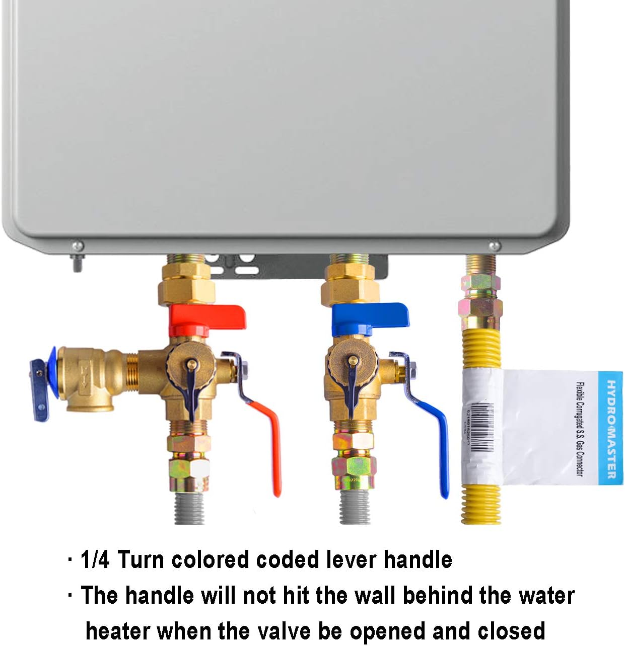 HYDRO MASTER Tankless Water Heater Service Valve Kit with Pressure Relief Valve 3/4-Inch IPS Isolator Clean Brass