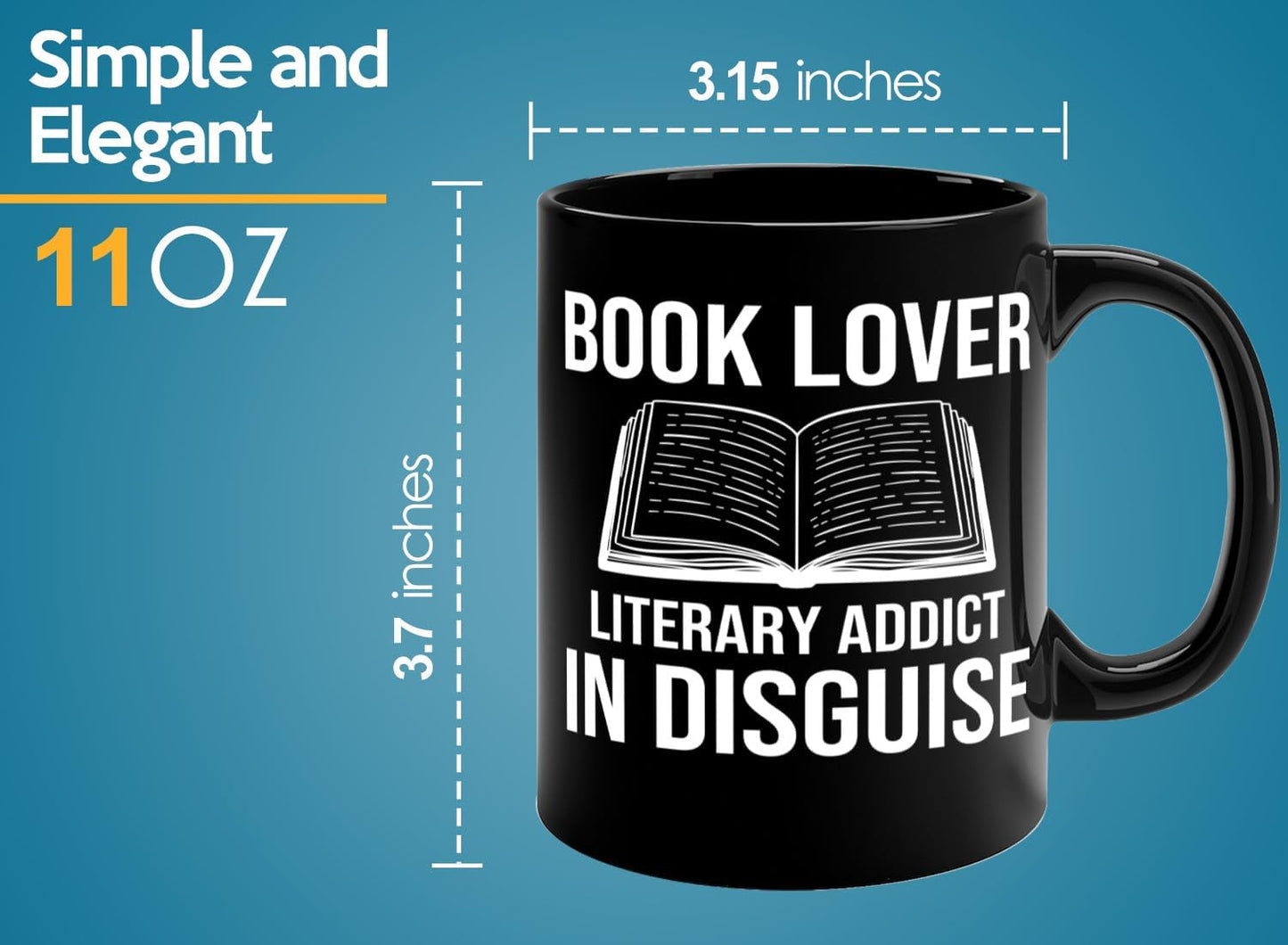 Book Lover Coffee Mug 11oz Black -Book Lover Literary - Bookworm Literature Library Book Lover Reader Booked Editor Intellectual Studious