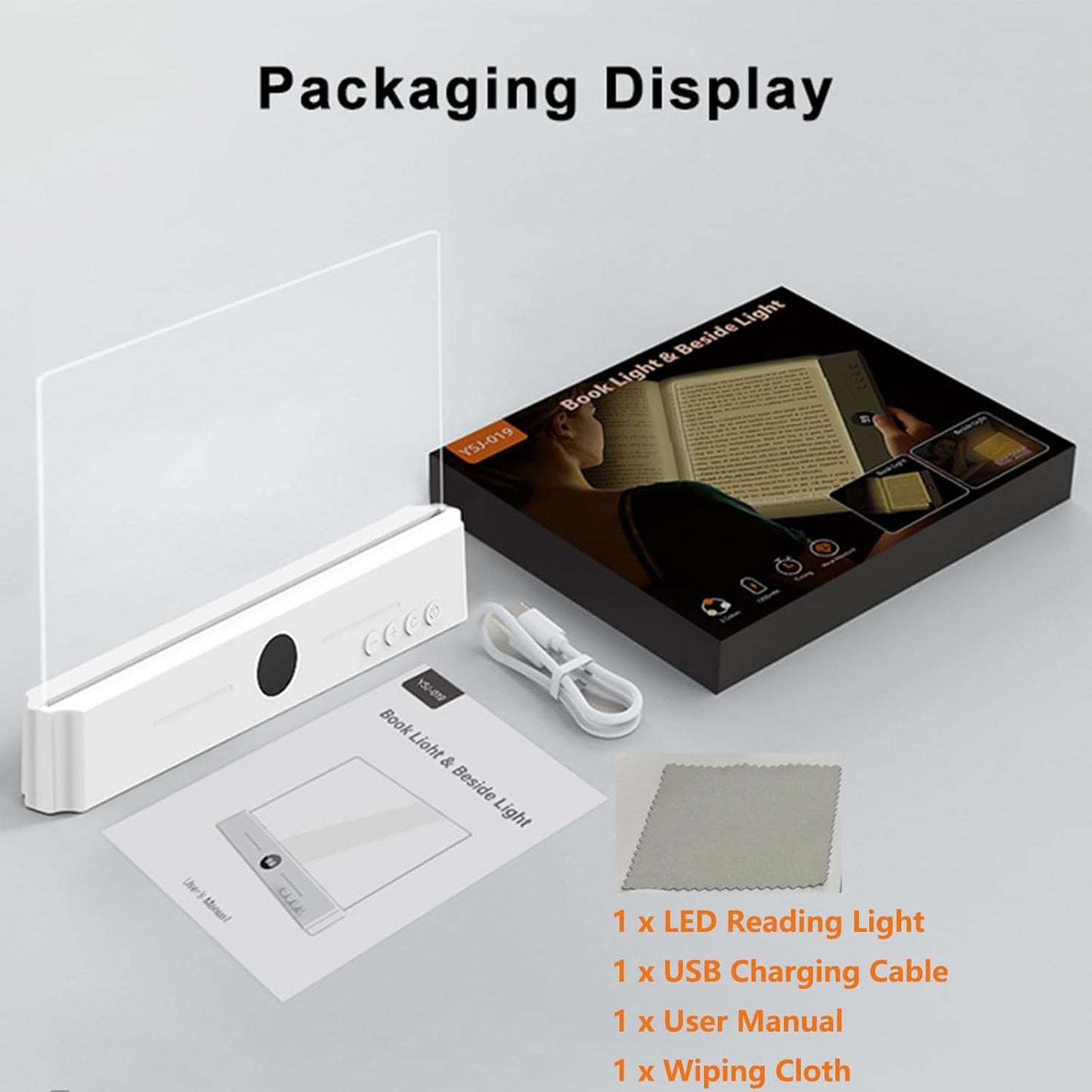Smart Flat Book Light, Rechargeable Clear LED Reading Light with 3 Colors & Timer, Flat Reading Lamps for Book, Dimmable Full Page Panel Plate Lamp, Kids Eye Protection for Night Reading in Bed