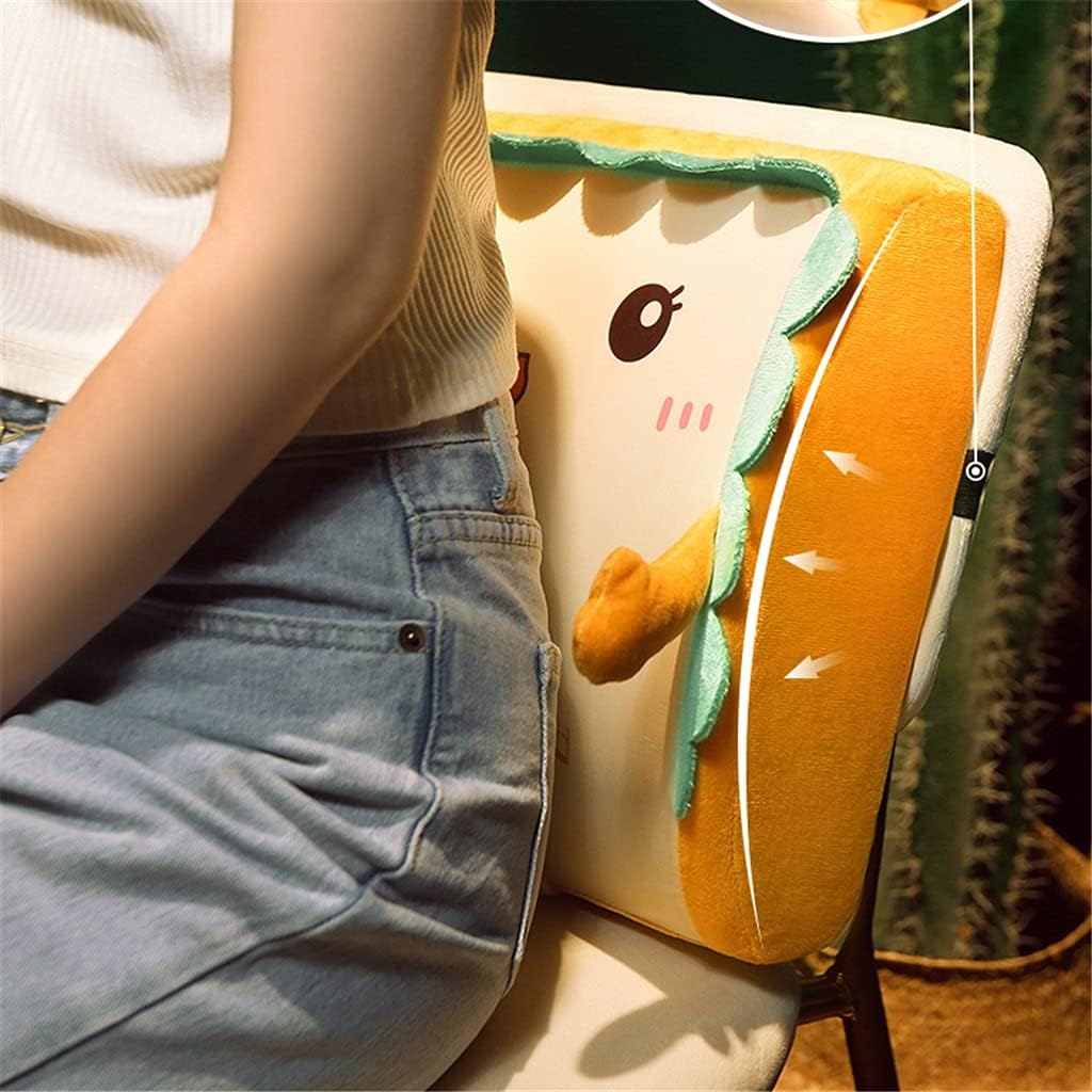 Cartoon ice Silk Cushion Office Lumbar Support Waist car Pillow seat backrest sedentary(Black)