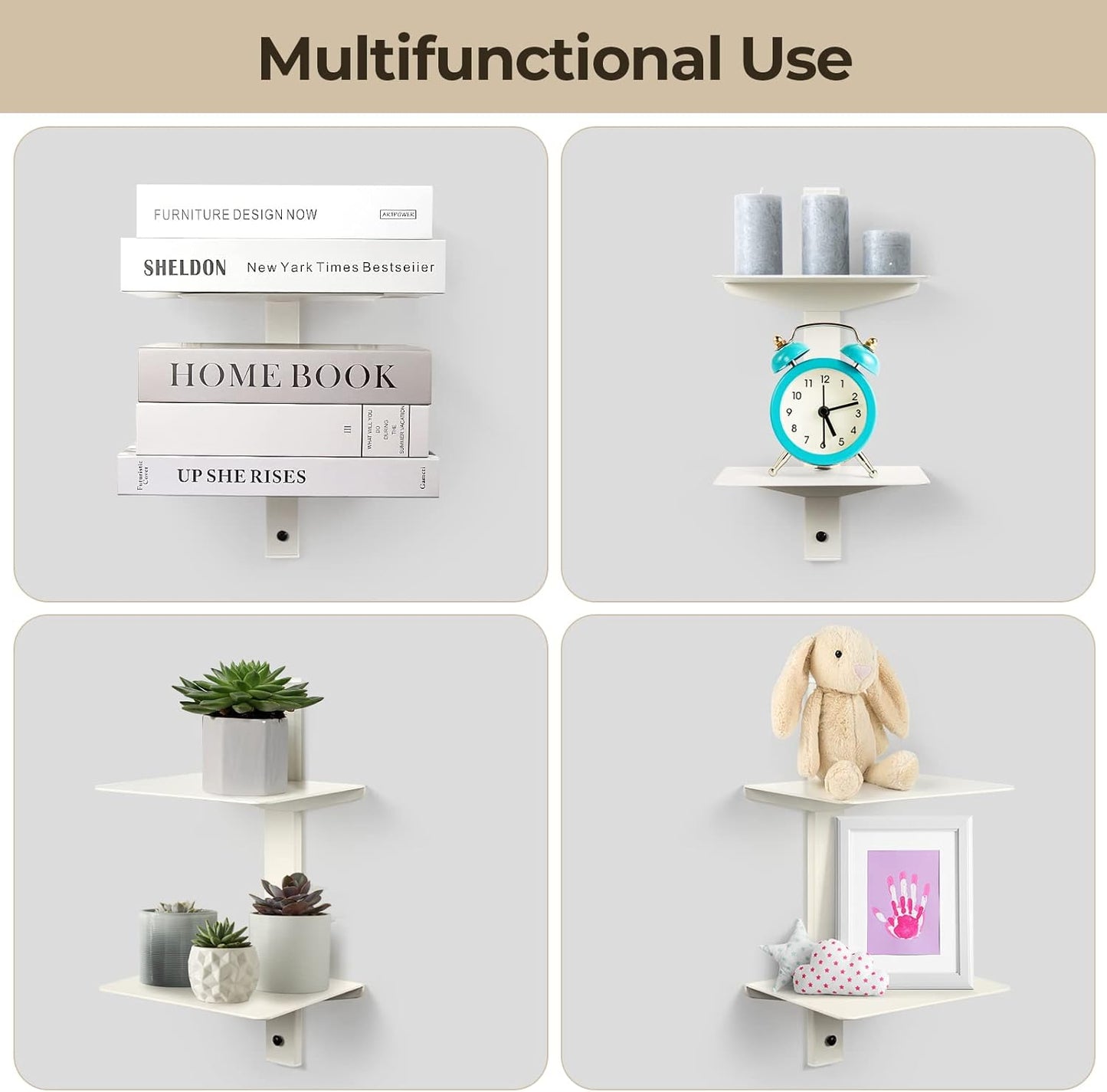 Floating Book Shelves for Wall, 2 Tier Invisible Floating Bookshelf, Vertical Spine Book Tower, Wall Mounted & Space Saving, Heavy Duty Metal Book Organizer for Home Office, 1 Pack White