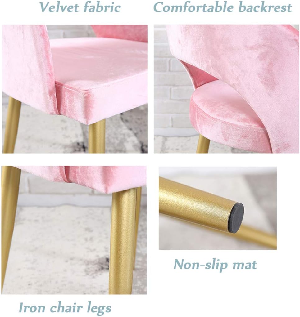 Comfortable Chair Nordic Dining Chair Metal Legs,Ergonomically Designed Coffee Side Chair,Flannelette Upholstered Lounge Sofa Chair,for Leisure/Office/Reception/Living Room/Desk/Patio/Terrace/Office