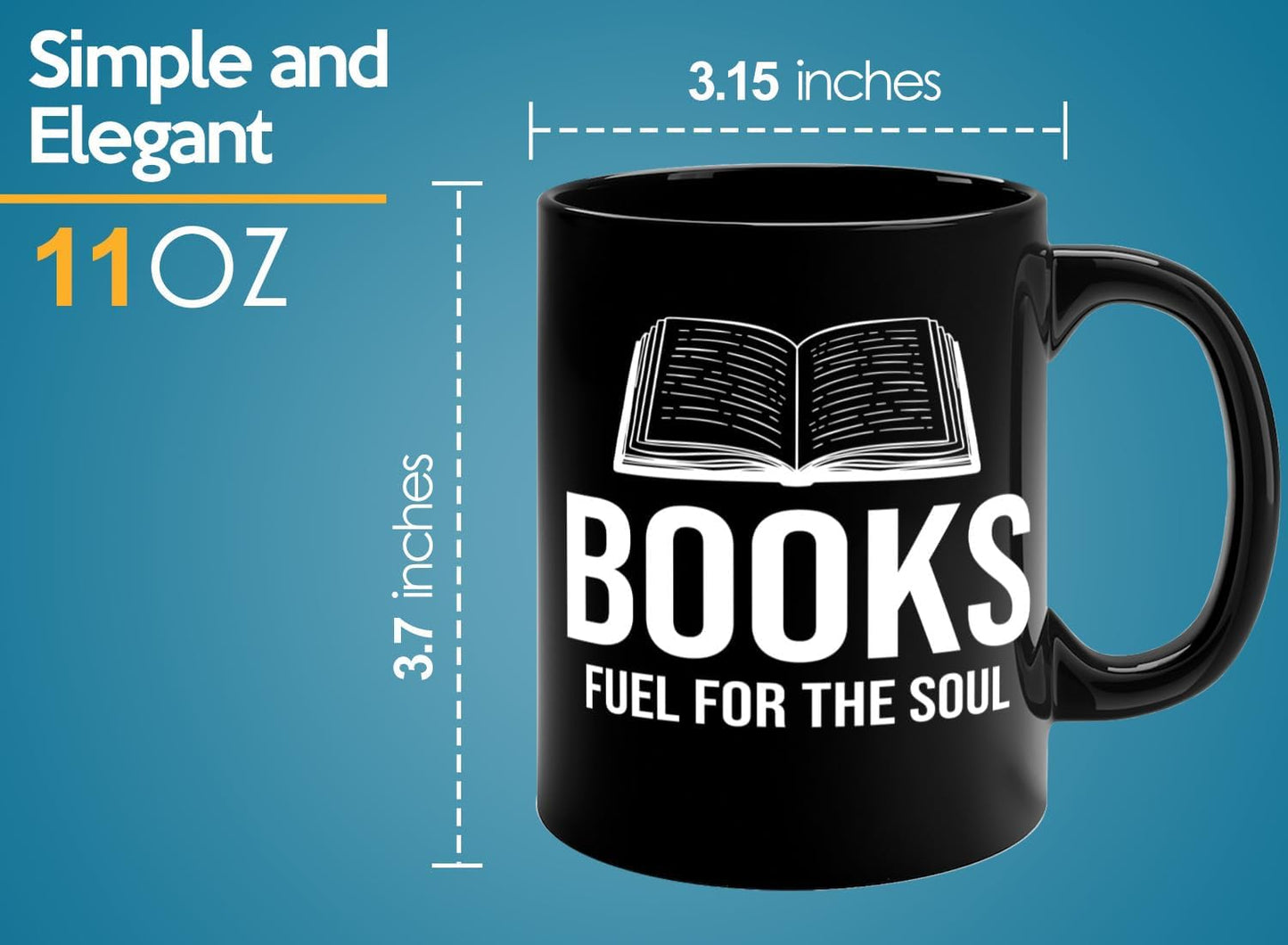 Book Lover Coffee Mug 11oz Black -Books Fuel for - Bookworm Literature Library Book Lover Reader Booked Editor Intellectual Studious