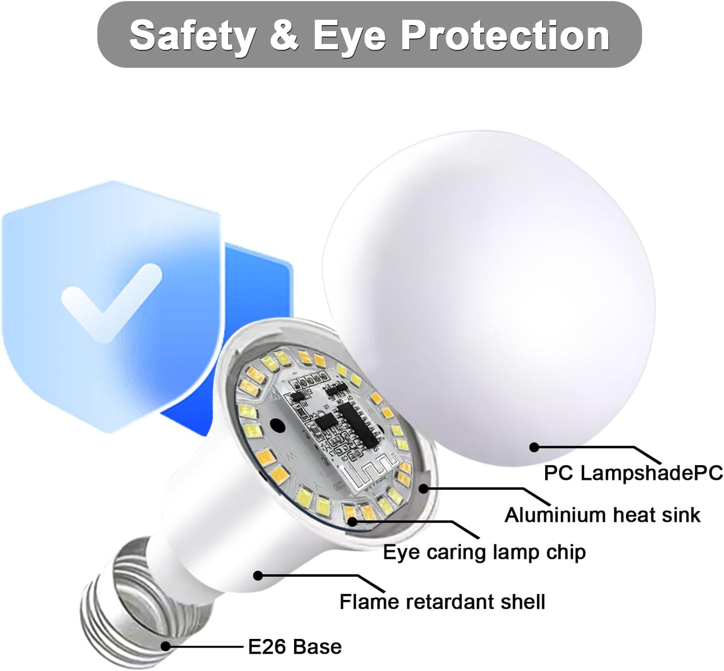【Upgraded】luckystyle LED Light Bulbs with Remote Control,E26 Light Bulbs Dimmable 3000k-6500k,Led Bulbs 12W Energy Efficient,Cordless Light Bulb for Lamp Lighting for Bedroom Living Room Office,Timer