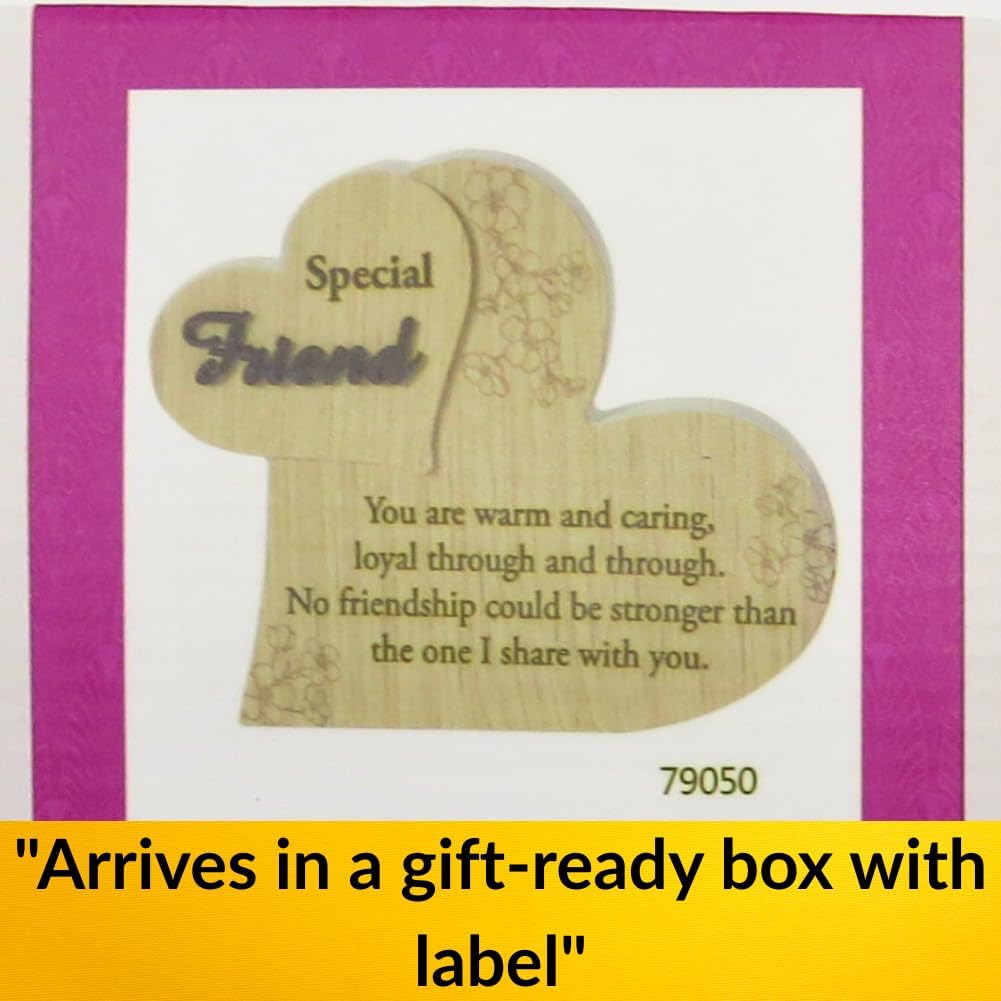 UNIDECO Friend Plaques For Women, Unique Gifts For A Special Friend, Special Gifts For Women Friends, Wooden Heart Decor For Shelf, Friendship Plaque, Best Friends Forever, Friendship Day Decorations