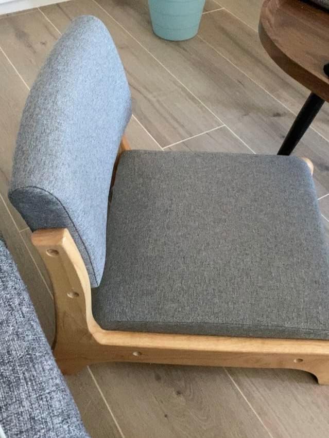 Damedai Japanese Floor Chair Tatami Zaisu Legless Chair Back Support Great for Reading Meditating Living Room Balcony (Grey with Fabric)
