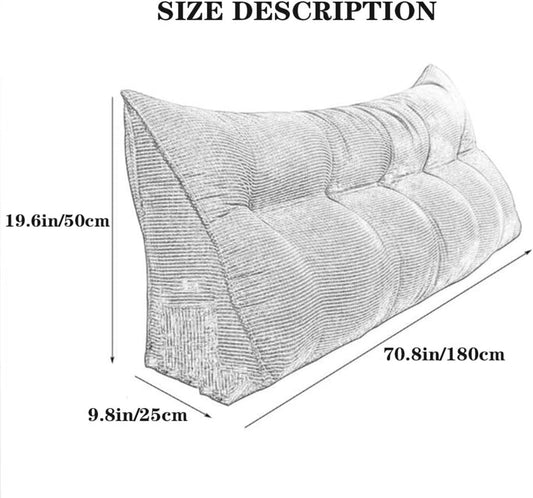 Large Headboard Backrest Triangular Reading Pillow Positioning Support Wedge Pillow for Bed Bolster Sofa Tatami Removable(Size:180x25x50cm(70x9.8x19.6),Color:C)