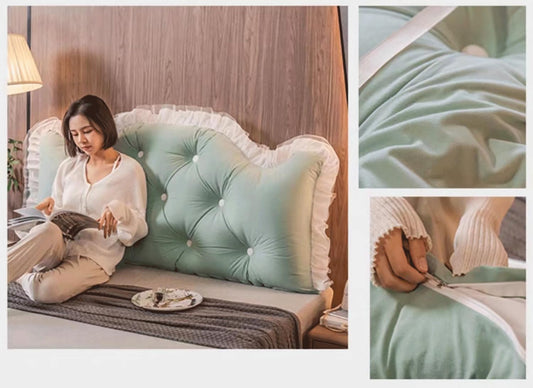 Full King Headboard Pillow Queen Twin, Large Reading Pillow Bolster Backrest Pillow Wedge Positioning Support Pillow for Sofa Bed Lumbar Pad Full Size(Size:59"/150cm,Color:Green)